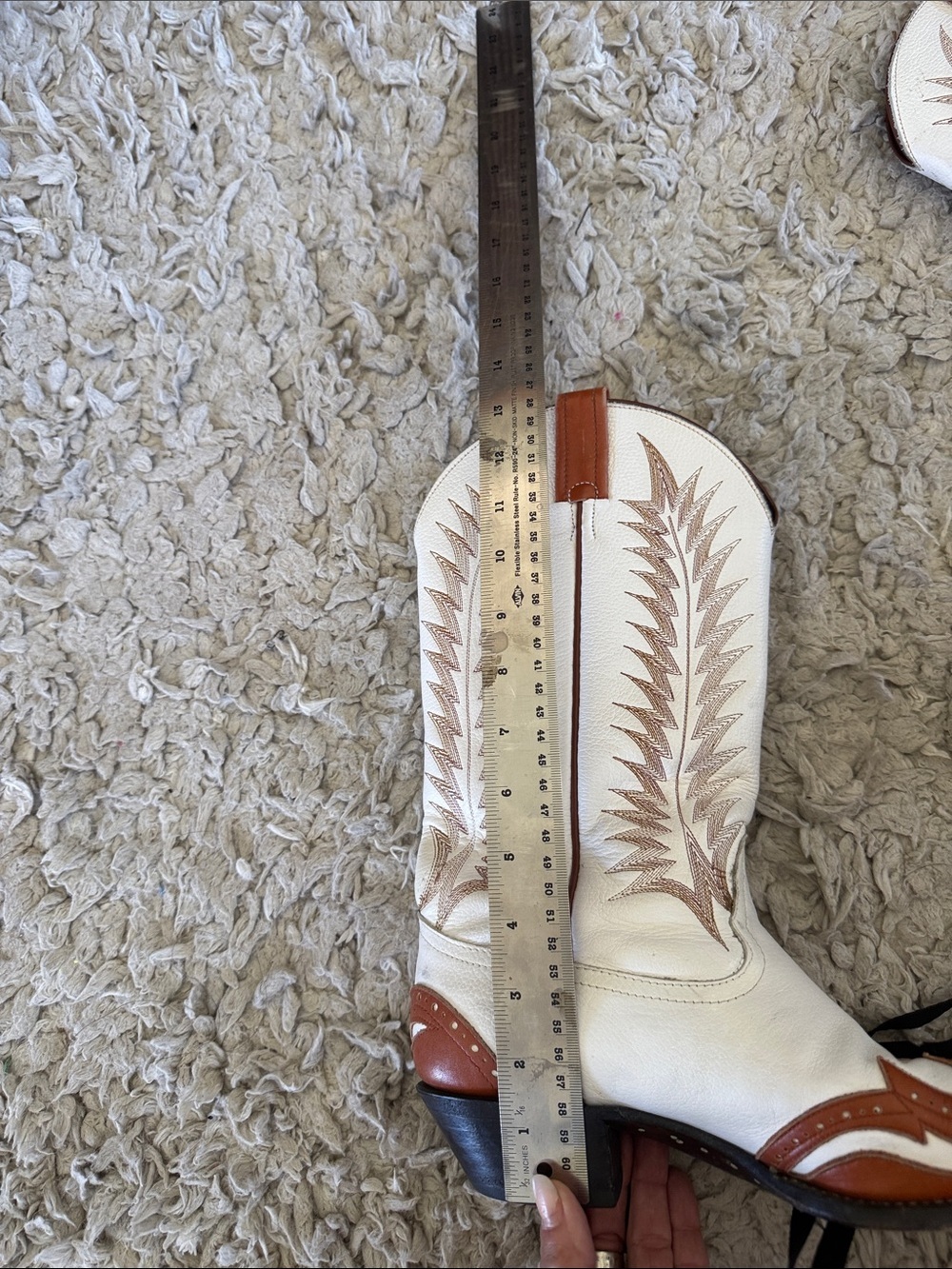 Tony Lama white and brown cowboy boots two toned wing tip vintage collectors 8 - Picture 16 of 17
